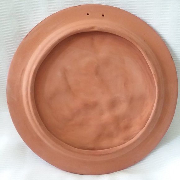 Decorative Plate Fruit VTG Colorful Terracotta Clay Hand Painted & Glazed Wall - Picture 2 of 3